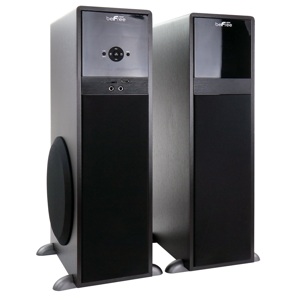 beFree Sound 2.1 Channel 80 Watt Bluetooth Tower Speakers with Remote and Microphone