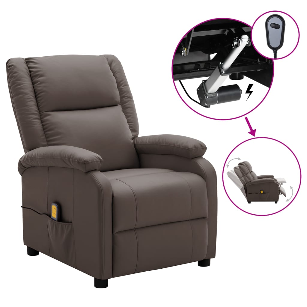vidaXL Massage Chair Massaging Recliner Push Chair for Elderly Faux Leather