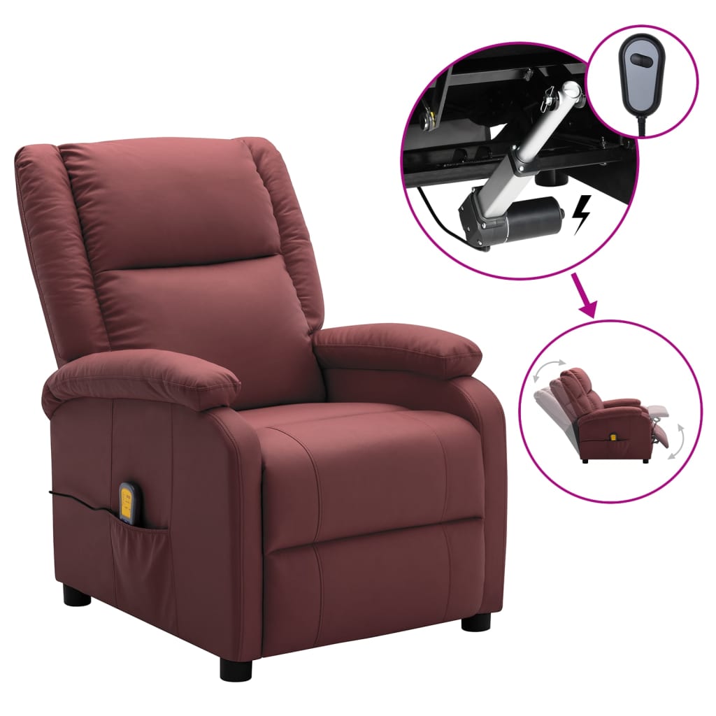 vidaXL Massage Chair Massaging Recliner Push Chair for Elderly Faux Leather