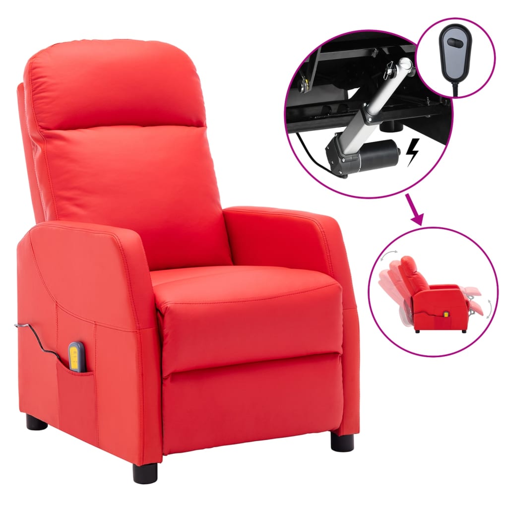 vidaXL Massage Chair Massaging Recliner Push Chair for Elderly Faux Leather
