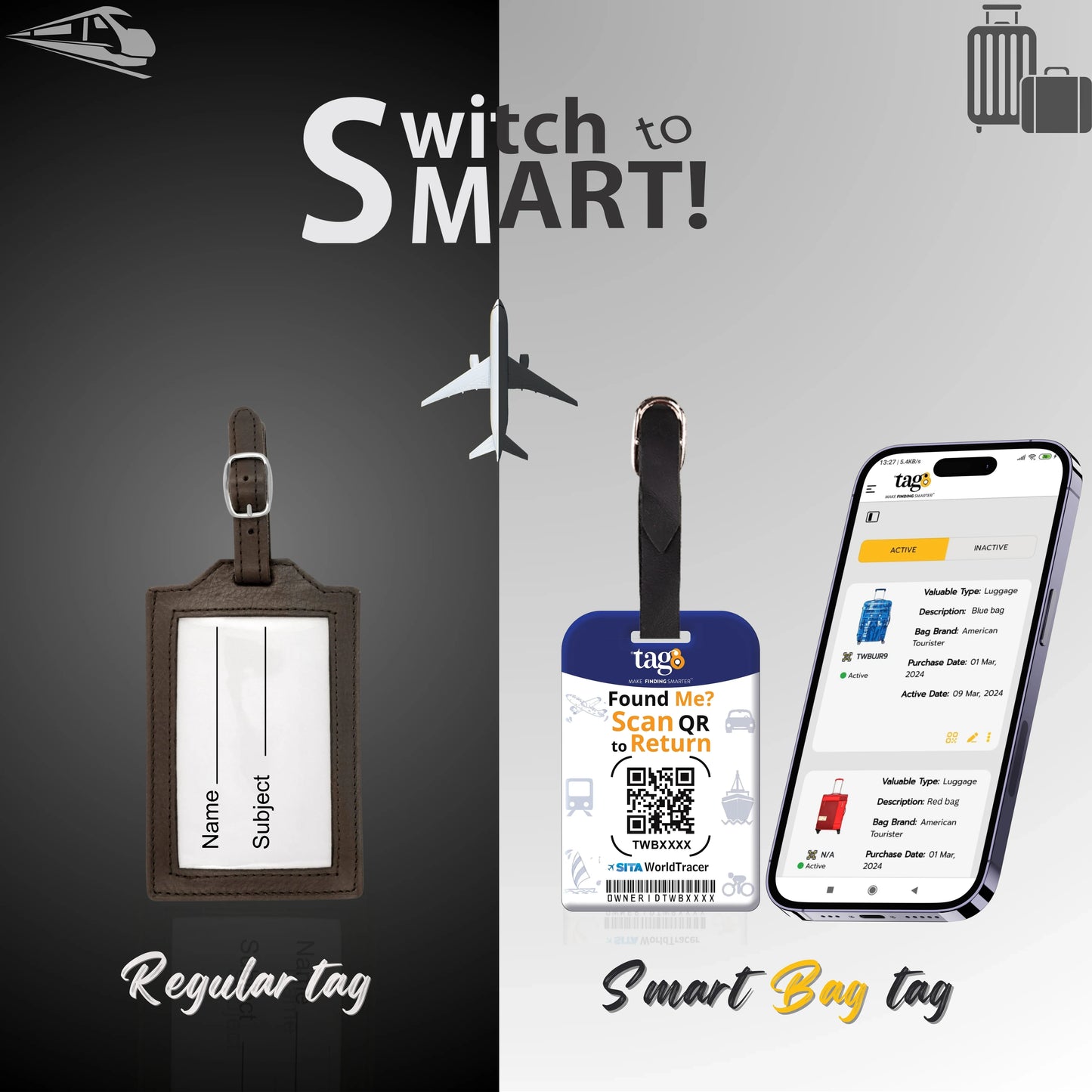 Smart Bag Security Tag - France Flag [Pack 2]