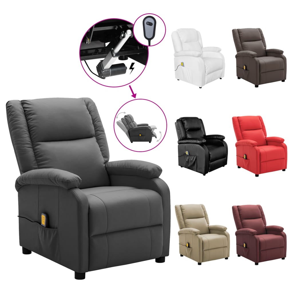 vidaXL Massage Chair Massaging Recliner Push Chair for Elderly Faux Leather